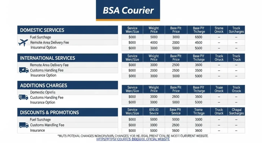 BSA Courier Pricing and Charges