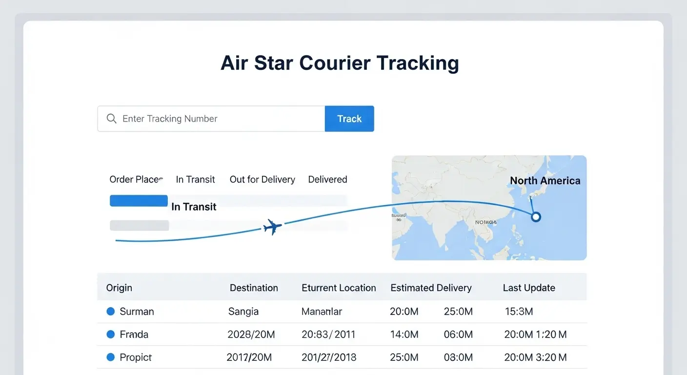 Air Star Courier Tracking system for real-time shipment status and delivery updates.