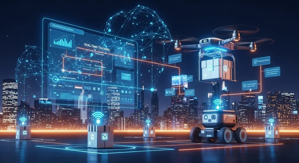 Future of Aviral Courier tracking with AI-powered predictions, drone delivery, IoT sensors, and blockchain technology for enhanced logistics